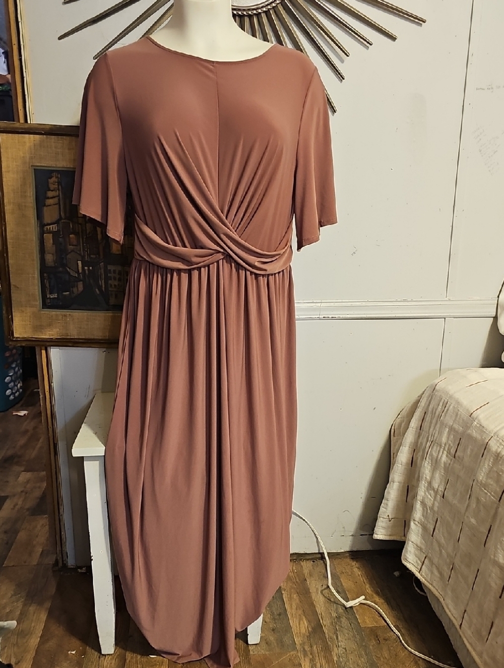 Mauve Twist-Front Maxi Dress 3X